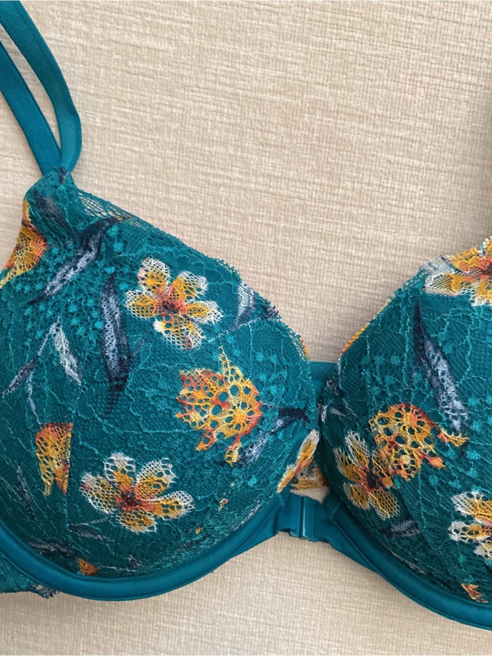 Teal Floral Lace Underwire Bra - Women Intimates & Sleepwear - Picture 2 of 5